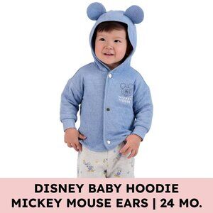 Disney Baby Mickey Mouse Hooded Jacket Blue Cozycore 24M Chenille Embroidery